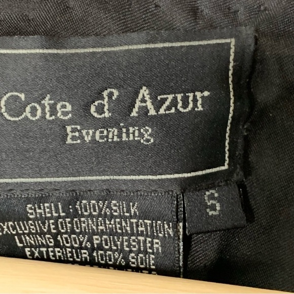 Vintage Cote D’Azur S Black Evening Beaded Silk Top - Picture 4 of 7